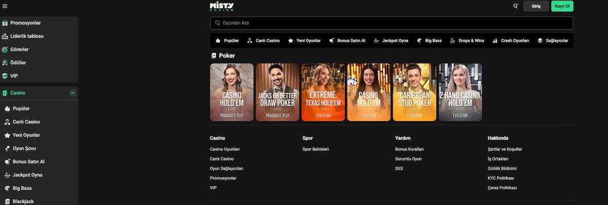 Mistycasino Spor ve Oyun Çeşitliliği