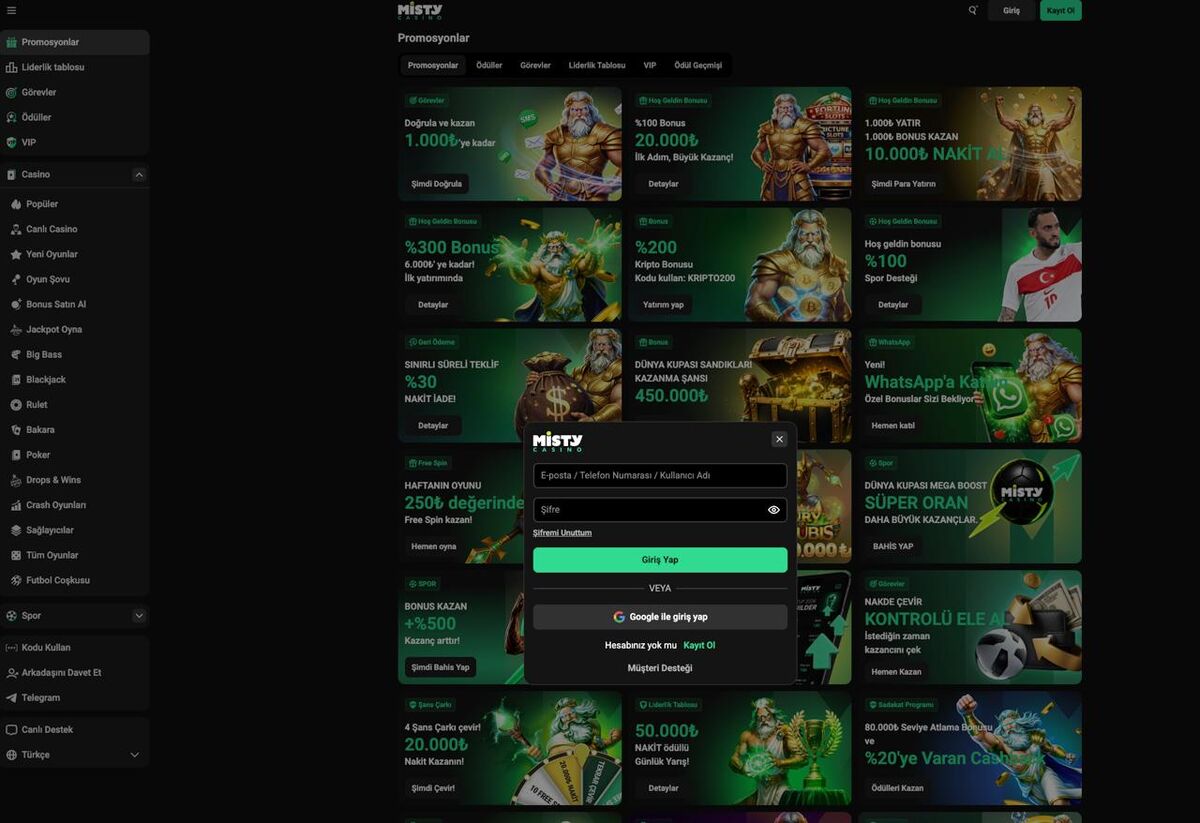 Mistycasino güncel promosyonlar